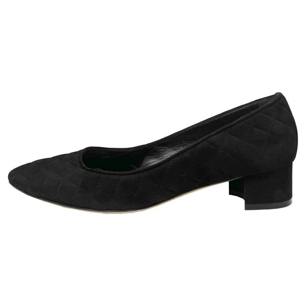 Manolo Blahnik Lisqui Quilted Suede Block Heel Pumps Black Size‎ 39 US 9 - Picture 3 of 10